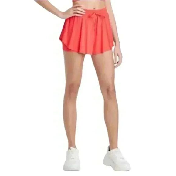 Joy Lab Women's Hot Coral Nylon/Spandex Butterfly Drawstring Shorts - Picture 1 of 8